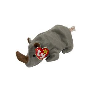 VTG Ty Beanie Baby/Attic Treasure Plush Animal "Spike Rhino" Toy 1996